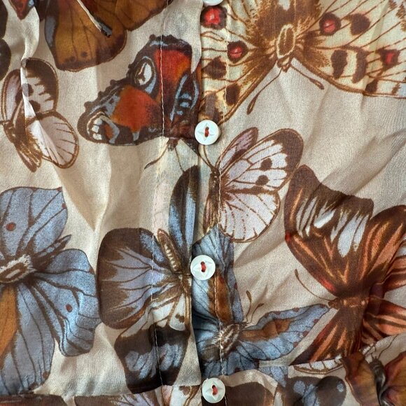 Anthoropologie | Butterfly-Print Tied Silk Top - Picture 5 of 11